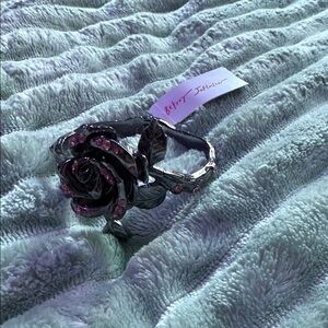 Betsey Johnson Black Rose Bracelet with Sparkling Accents